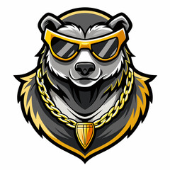 colorful illustration of a honey badger head mascot logo
