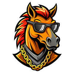colorful illustration of a horse head mascot logo