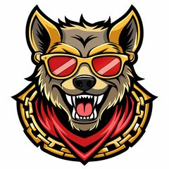 colorful illustration of a hyena head mascot logo