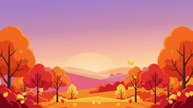  looping animation of a peaceful autumn landscape