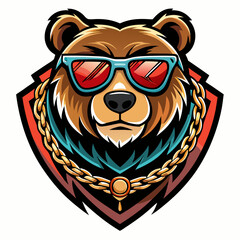 colorful illustration of a kodiak bear head mascot logo