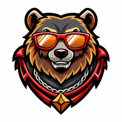colorful illustration of a kodiak bear head mascot logo