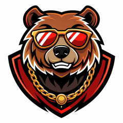 colorful illustration of a kodiak bear head mascot logo
