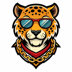 colorful illustration of a leopard head mascot logo