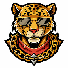 colorful illustration of a leopard head mascot logo