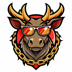 colorful illustration of a moose head mascot