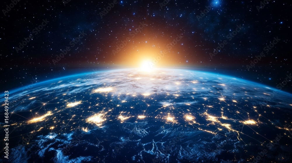 Poster illuminating connections a digital globe with glowing lines showcasing global networks outer space 3