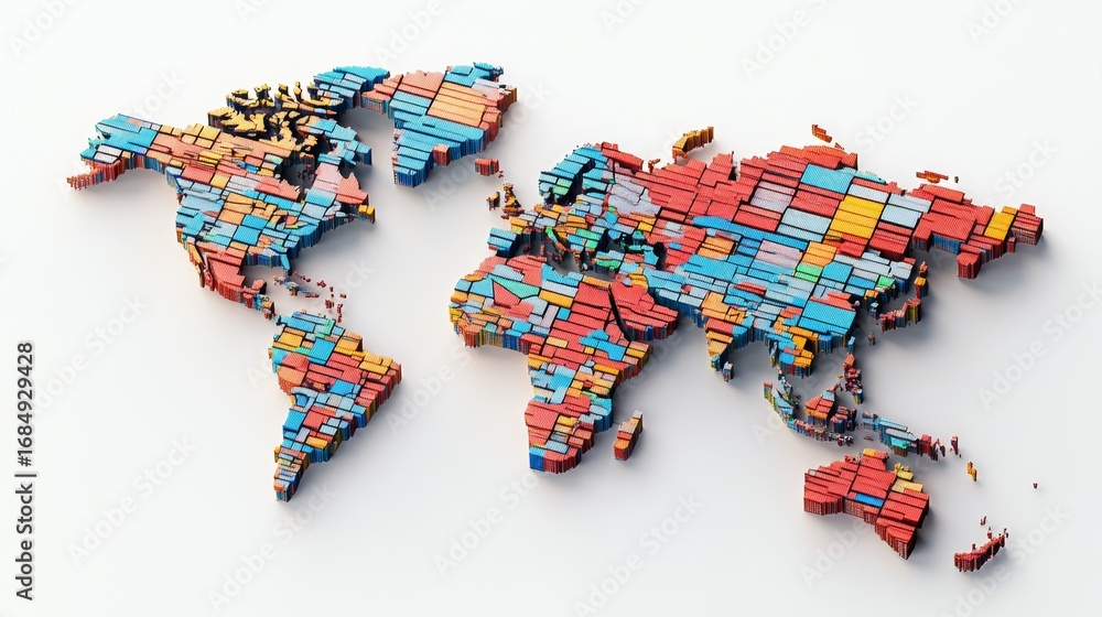 Poster Mapping the global trade a digital world map from shipping containers interactive visualization maritime environment data-driven concept