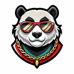 colorful illustration of a panda bear head mascot