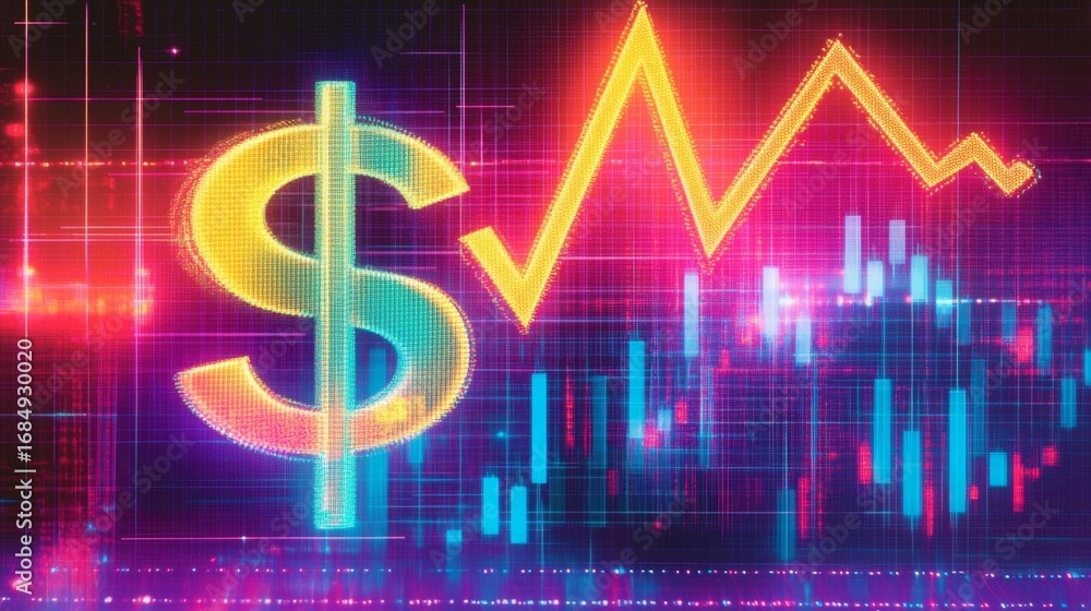 Aufkleber analyzing financial trends digital display graphic content tech environment close-up view dollar sym