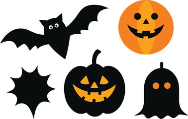 Halloween vector graphics collection featuring pumpkins ghosts and bats scalable eps illustration