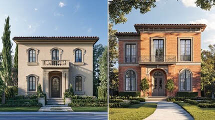 Obraz premium Mediterranean House Designs: Two Architectural Styles