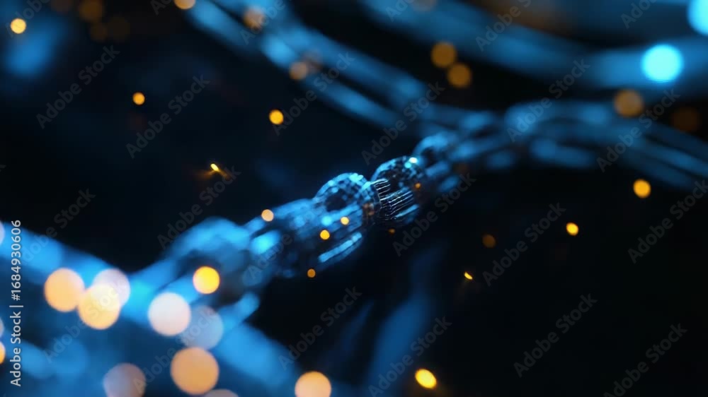 Poster blockchain technology connecting digital links in secure network