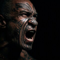 face tatoo, maori portrait