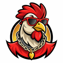 colorful illustration of a rooster head mascot