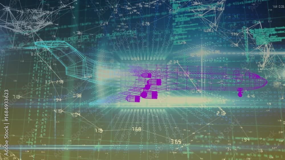Poster animation of data processing over plane