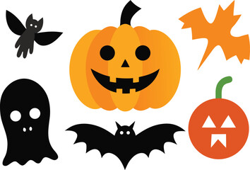 Halloween vector graphics collection featuring pumpkins ghosts and bats scalable eps illustration