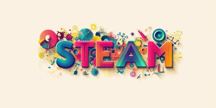 Explore Steam education with colorful graphic and creative thinking