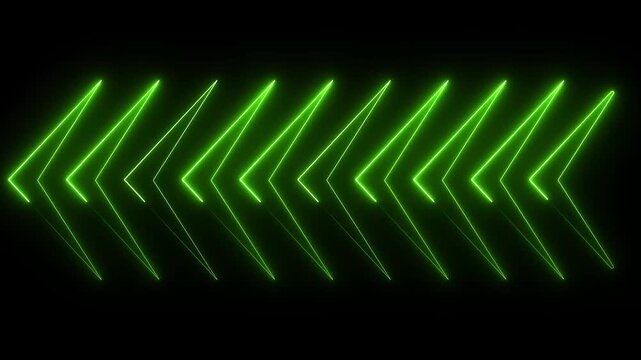 Neon arrow moving left on with background 4k video animation..