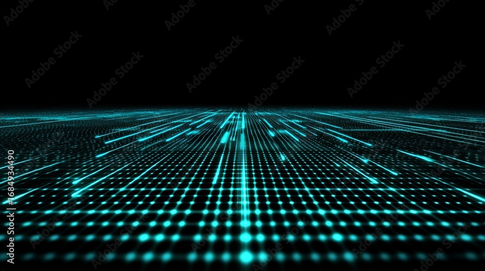 Poster streaming action in futuristic cyberspace background digital environment visual content virtual real