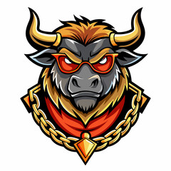 colorful illustration of a wildebeest head mascot