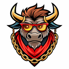 colorful illustration of a wildebeest head mascot
