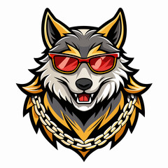 colorful illustration of a wolf head mascot