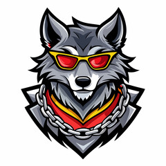 colorful illustration of a wolf head mascot