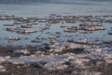 WINTER ON THE SEA COAST - Seawater and ice on the shoreline