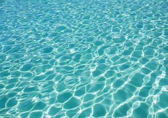 Close-Up Rippling Pool Water with Sunlight Reflections – Calming Blue Abstract Wave Pattern