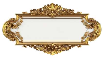 Gold ornate frame, empty white panel