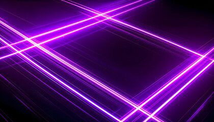 Abstract image featuring bright purple neon lines intersecting and creating geometric patterns against a dark background.