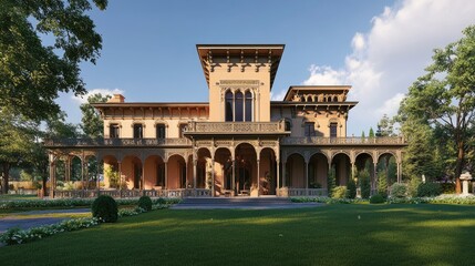 Fototapeta premium Magnificent Victorian Mansion on a Sunny Day