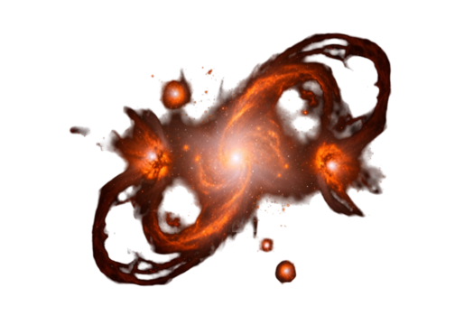 A stunning depiction of a cosmic phenomenon, showcasing intricate patterns and vibrant orange hues against a deep black backdrop.