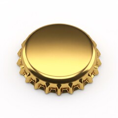 A metallic gold bottle cap isolated on a white