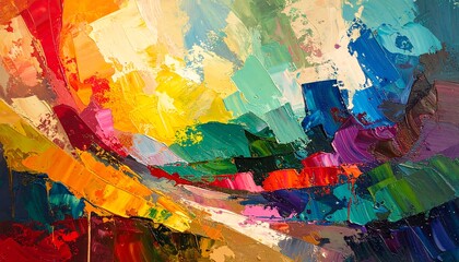 Obraz premium Abstract painting with vibrant colors and textures