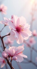 Obraz premium A gnarled tree trunk, textured with age, glows warmly against a blurred sunset backdrop, showcasing resilient beauty.