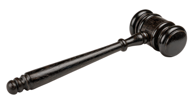 Black Wooden Gavel on Dark Background