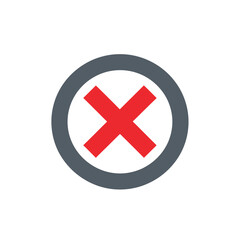 Fototapeta premium Red X mark inside a gray circle, representing a negative concept or error.