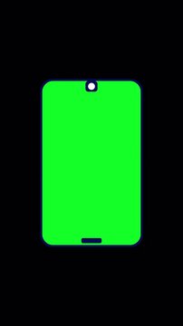 Smartphone With Green Screen On Transparent Background. Vertical Animation