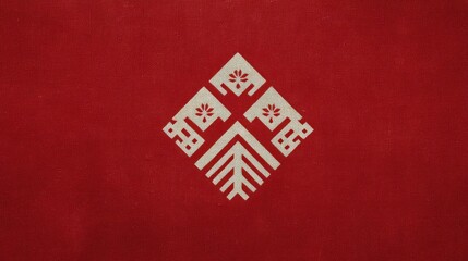 Geometric pattern on red, design element