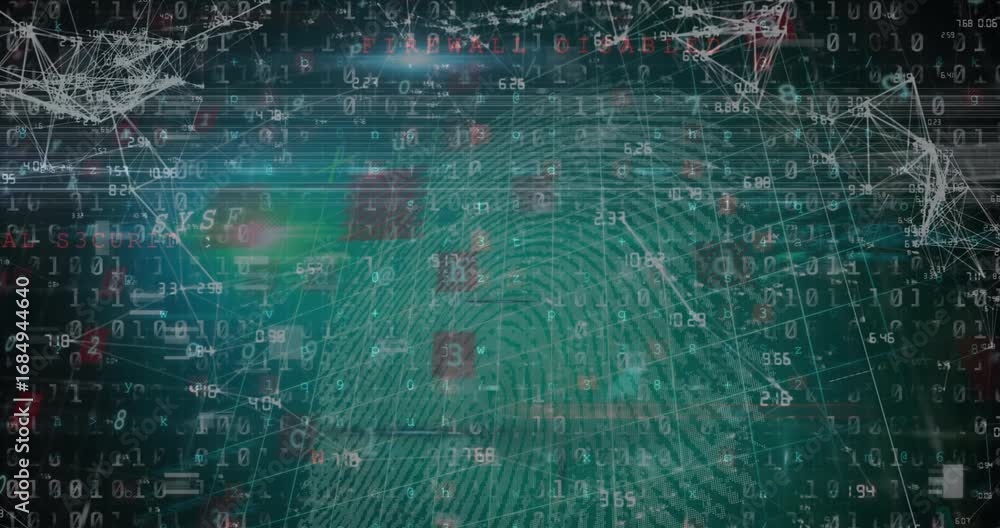 Poster animation of data processing over black background