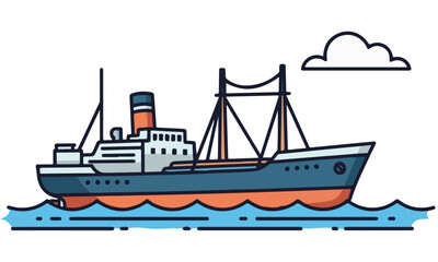 Obraz premium Flat Illustration of a Cargo Ship