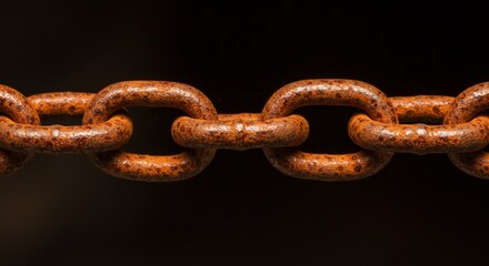 Obraz premium Rusty chain links close up metal texture industrial background