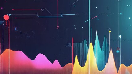 Futuristic glowing charts showing data analysis and digital information - Powered by Adobe