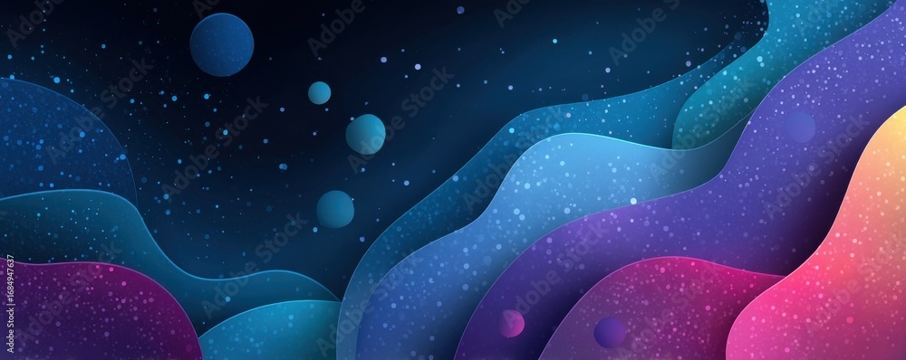 Poster colorful cosmic abstract background with flowing lines and soft gradients