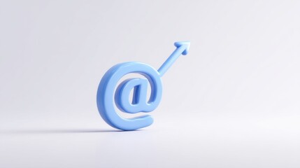 Blue at symbol with arrow on white background