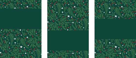 Rustic Handmade Christmas Card Set with Natural Greenery and Star Accents