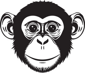 Obraz premium Black and White Chimpanzee Portrait Illustration of a Primate Face with Intricate Details Perfect for Wildlife Art and Design Projects