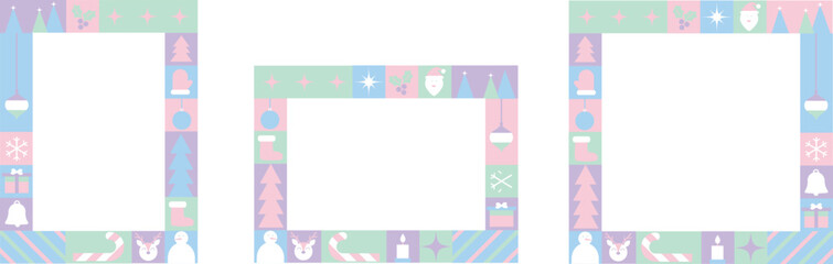 Retro Christmas Card Set with Colorful Mid-Century Holiday Frames